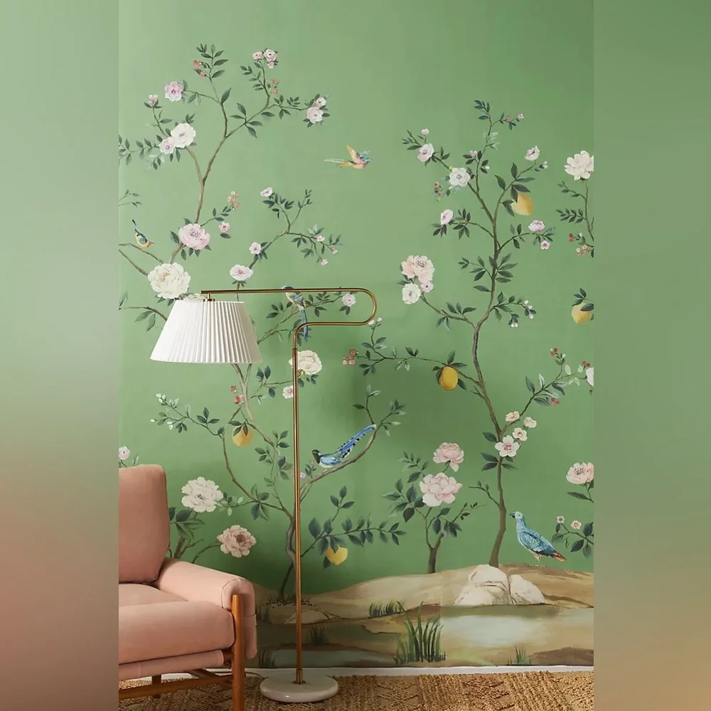 New Anthropologie Green Blossom Chinoiserie Wall Mural Wallpaper Art Judarn